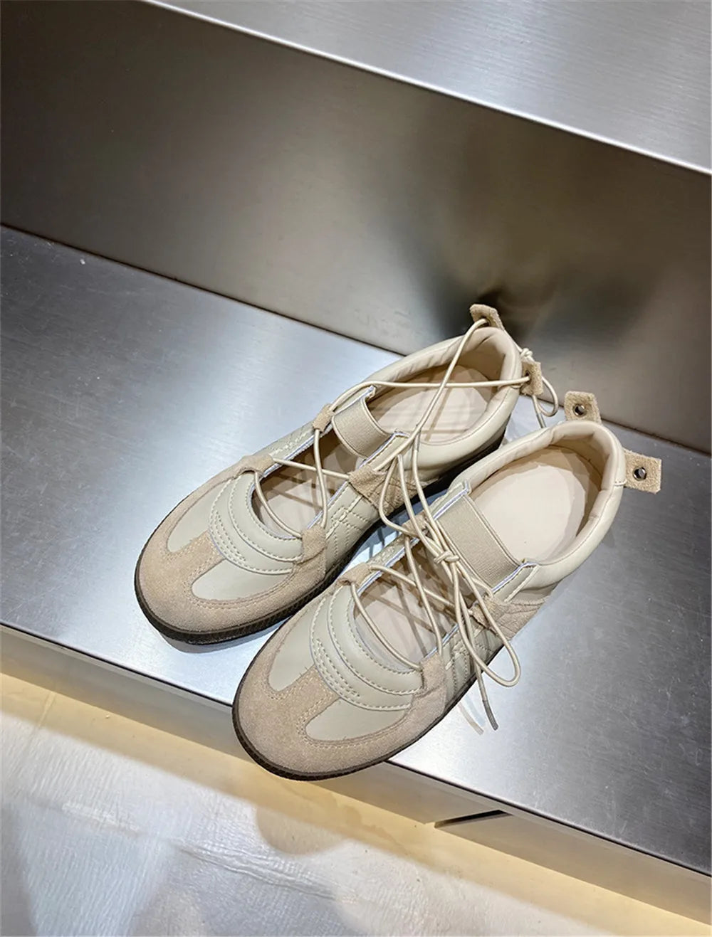 Genuine Leather Sneakers for Breathable Soft Round Toe Shoes Woman Sport Flats Sneakers