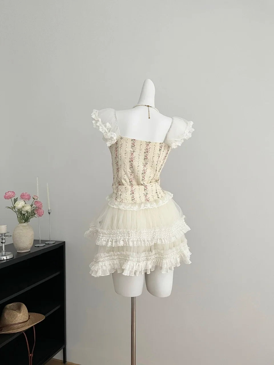 2000s Japanese Kawaii Suits Lolita 2 Piece Skirt Set Even Party Clothing Y2k Crop Top Blouse + Slim Skirts