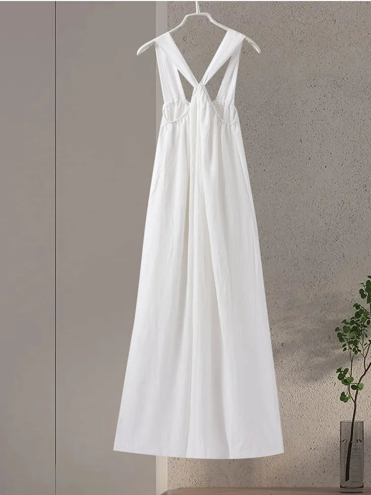 Halter Long Dress Sleeveless Backless Female Maxi Dress Spring Summer New Lady High Street Robe