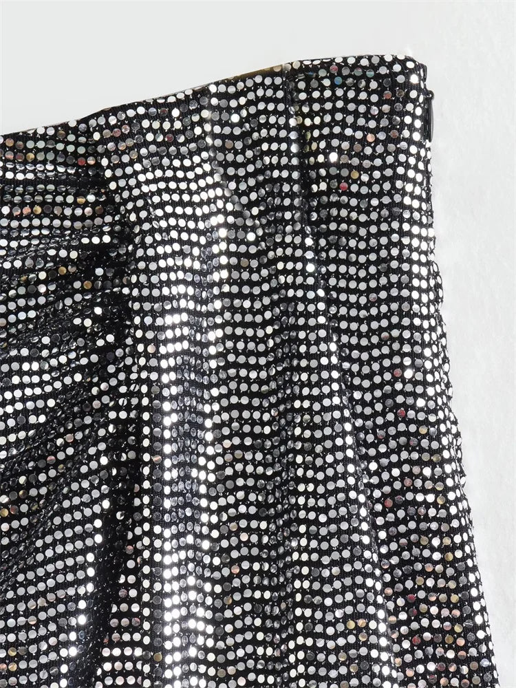 Sequin Y2k Skirt Club Glitter High Street Slim Zipper Loose Patchwork Short Skirt Sparkle Skirt