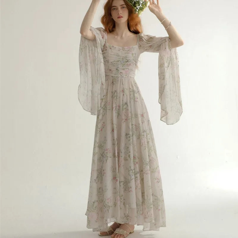 French Princess Long Dresses Autumn New A-line Evening Party Dress One Piece Vestidos Mujer