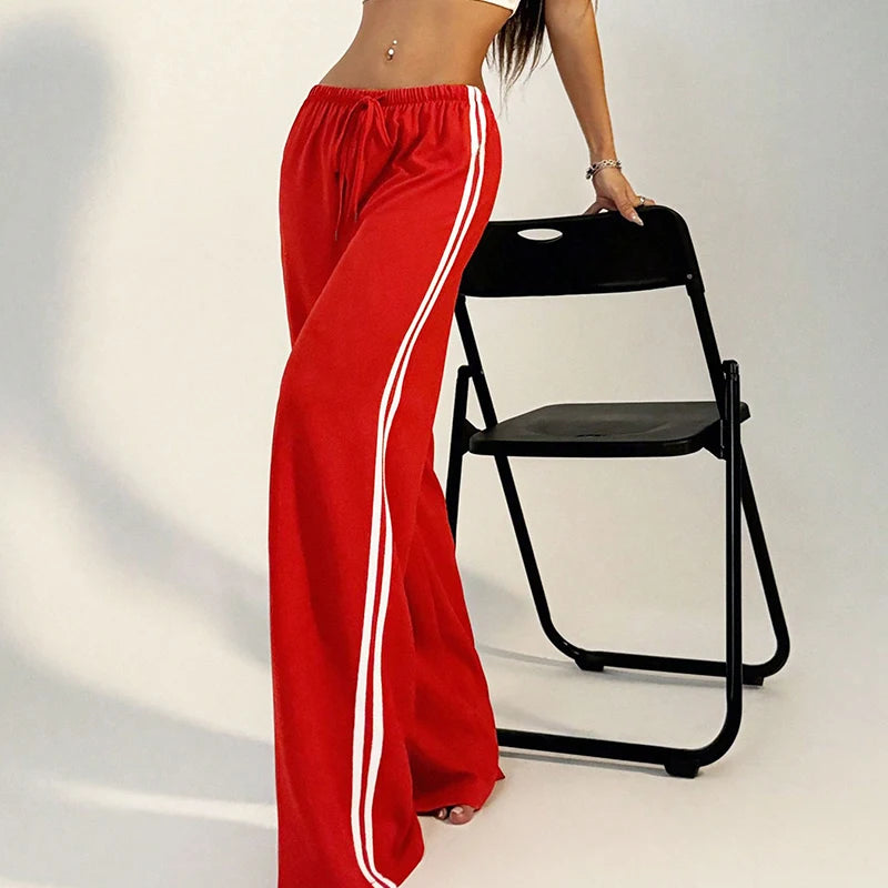 New Striped Pants Summer Basic Straight Slim Trousers Female Simple Versatile Pants