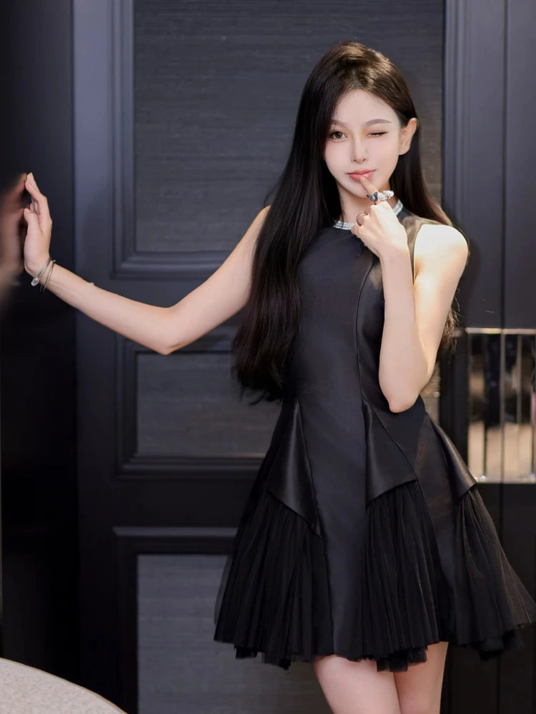 French Lace Evening Party Dress Y2k Temperament Fluffy Aline Dress Summer Korean Mini Dress New
