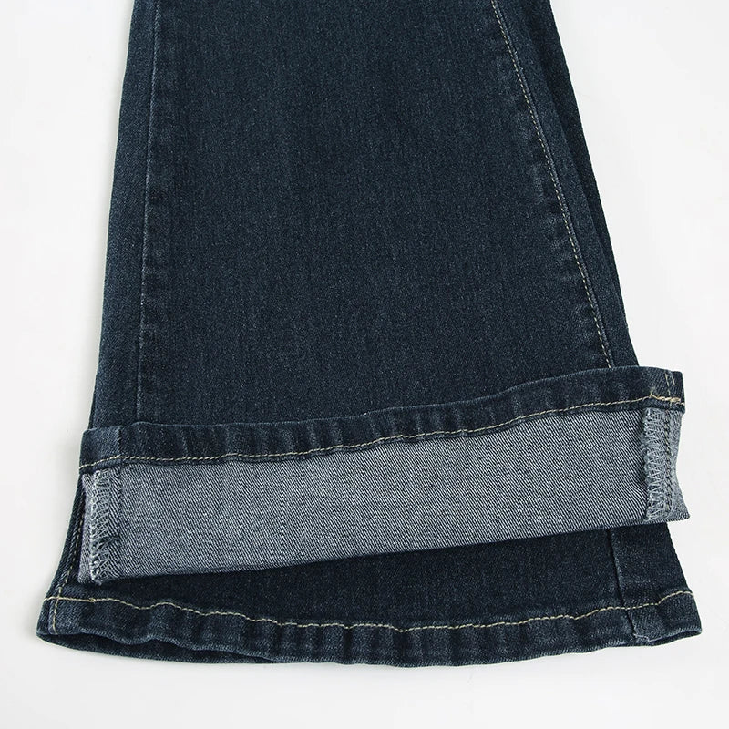 Y2k Flared Jeans Retro Button-up Low Rise Denim Pants Harajuku 2000s Trousers Basic Aesthetic Mom Jeans