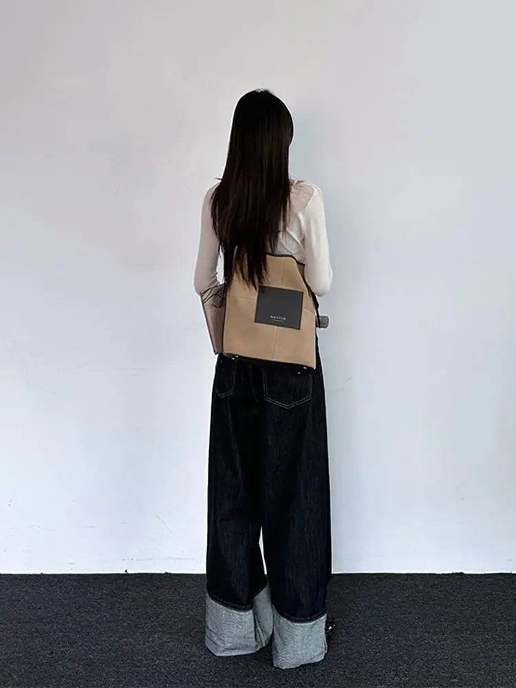 Balck Jeans for Harajuku Baggy Kpop Do Old Wide Leg Straight Denim Pants Y2k Causal Mujer Trousers