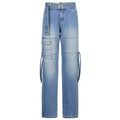 Y2k Street Retro Jeans Midiwaist Belt Drawstring Straight Pants Patchwork Style