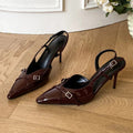Street Style Buckle Strap Pumps Thin High Heels Pointed Toe Wedding Banquet Mule Shoes Zapatillas De Mujer