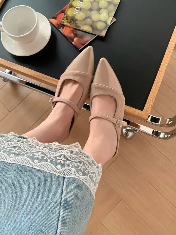 Shoes Woman's Slippers Pointed Toe Slides Silver Cover Flat Scandals Bling Slippers Shoes Cover Toe S