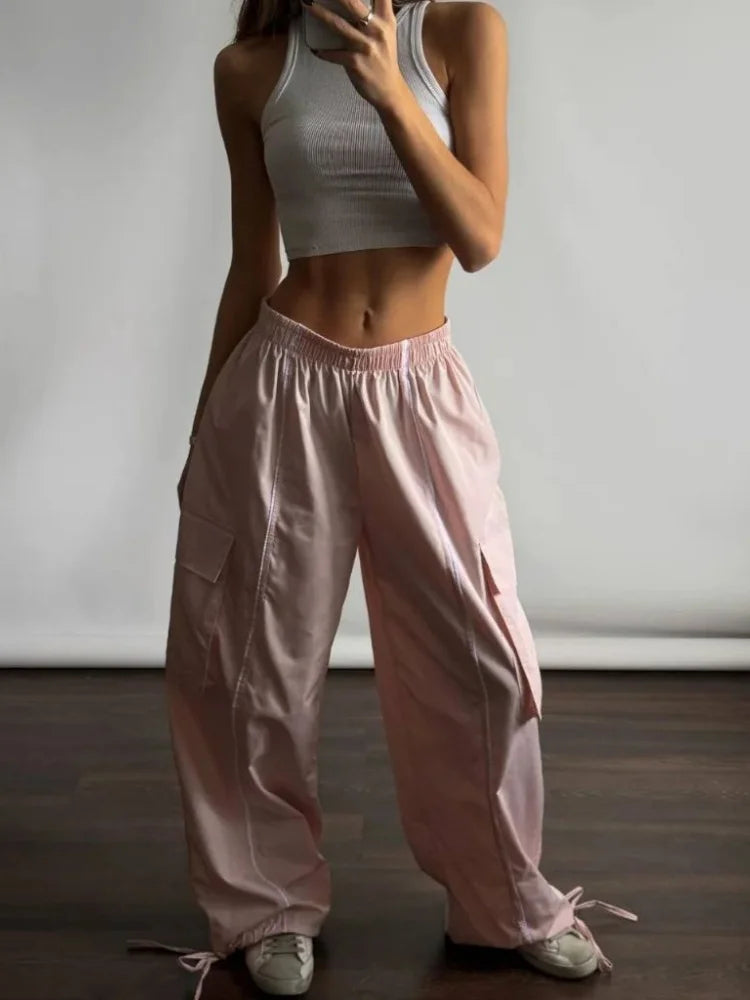 Y2k Aesthetic Cargo Pants American Retro Harajuku Baggy Trousers Oversized Sweatpants