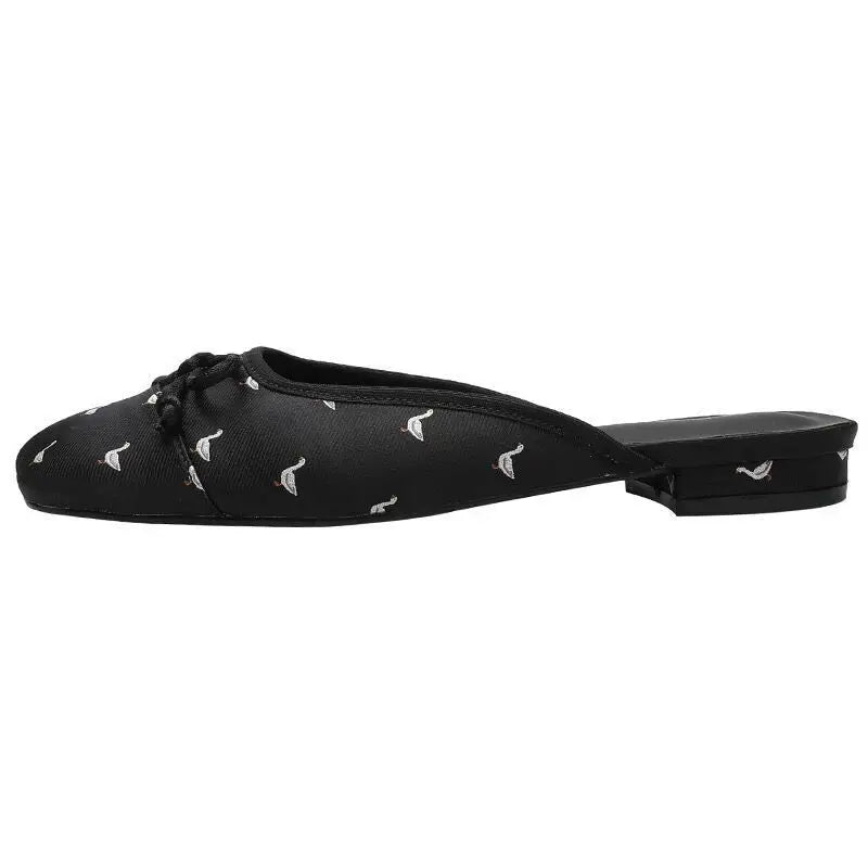 Baotou Half Slippers Summer Outerwear Super Fire Half Top Satin Mill Shoes Thailand Beach Cool Slippers Lazy Shoes