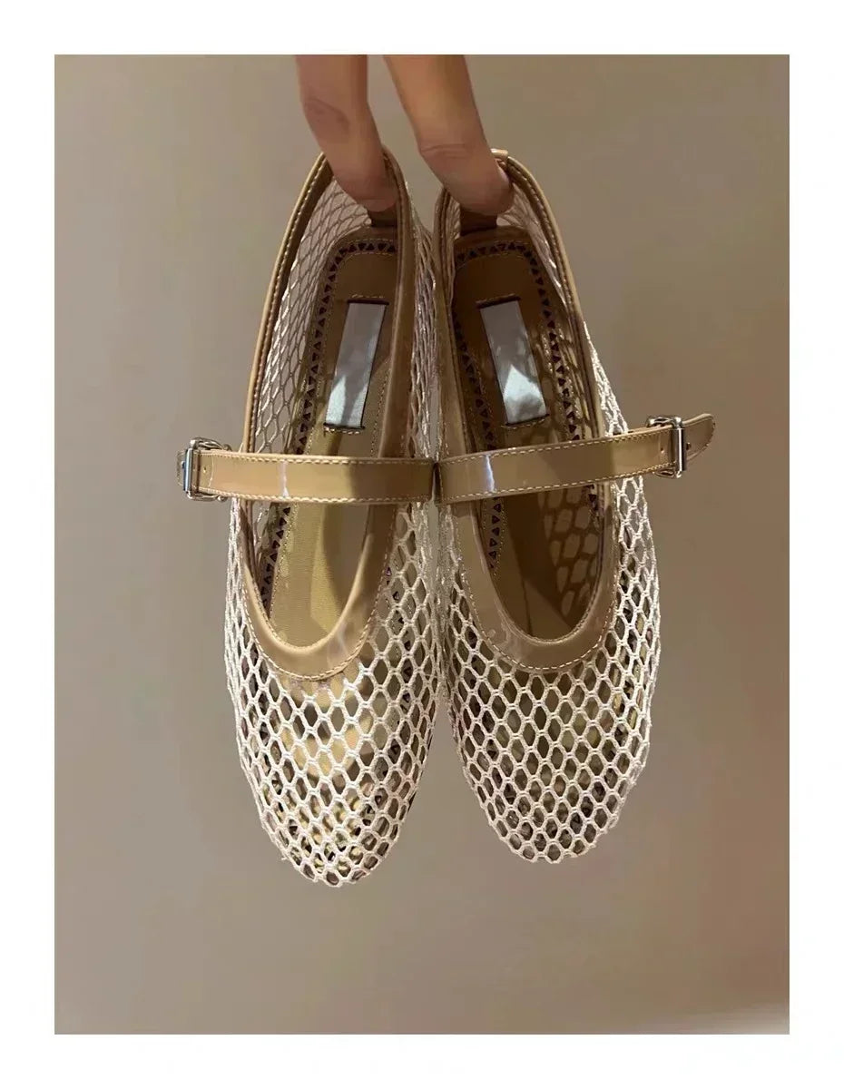 Summer Comfort Flat Mary Jane Single Shoes European and American Rivet Buckle Shoes Dance Shoes