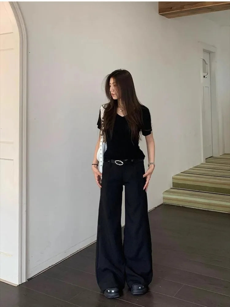 Y2k Wide Leg Pants American Retro Female Grunge Loose Trousers Summer