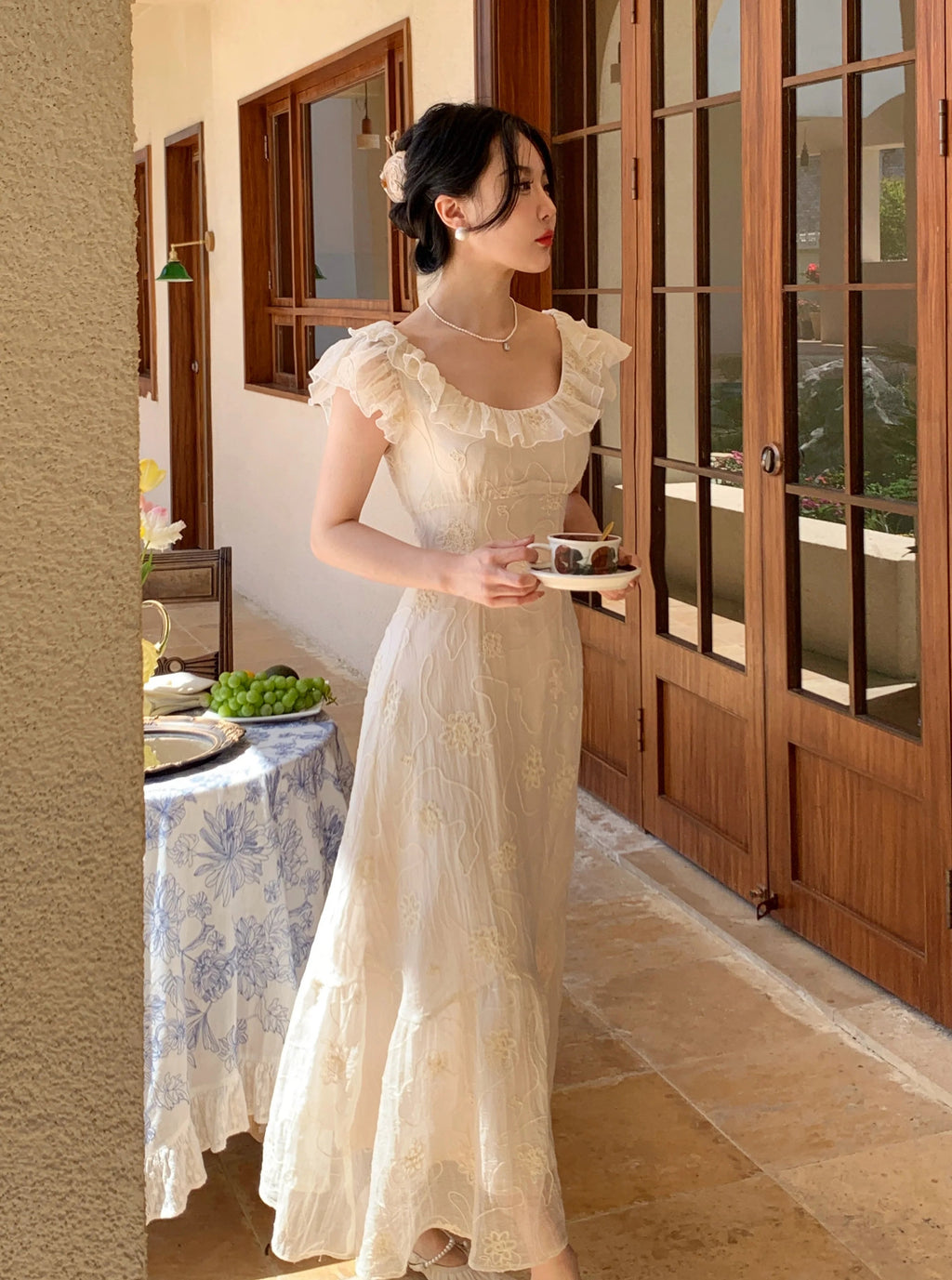 Summer French Midi Dress Ruffles Slim Party Dress Holiday Beach Korean Vestidos