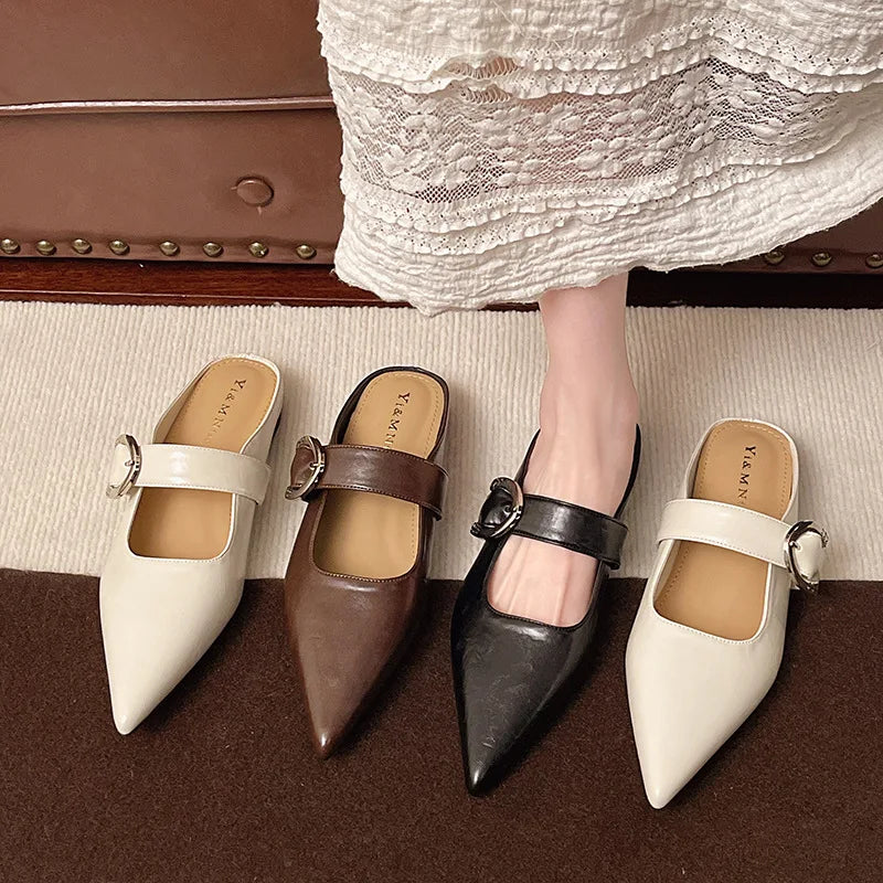 New French Style Low Heel Square Mary Jane Shoes Shoes Slippers Retro Fashionable Small Leather Shoes