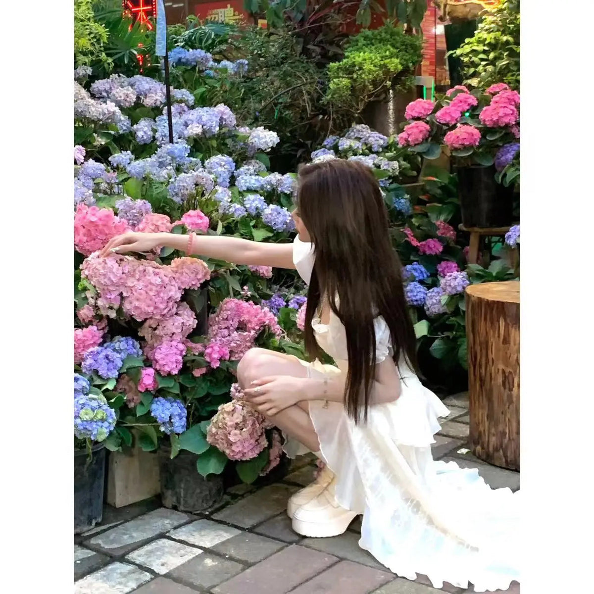 French Party Midi Dress Beach Style 2000s Y2k Clothing Short Sleeve One Piece Dress Korean Summer