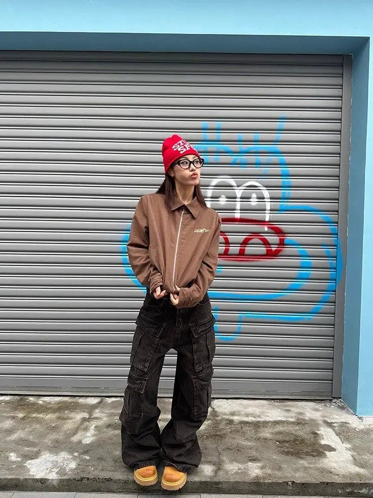 Oversize Cargo Jeans 90s Pockets Do Old Wide Leg Denim Pants Hip Hop Slouchy Trousers