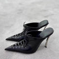 Ktlethomasw New Summer Crossstrap Pointed Toe Sandals Stiletto High Heels Shoes Slippers Sandalias De Las Mujeres