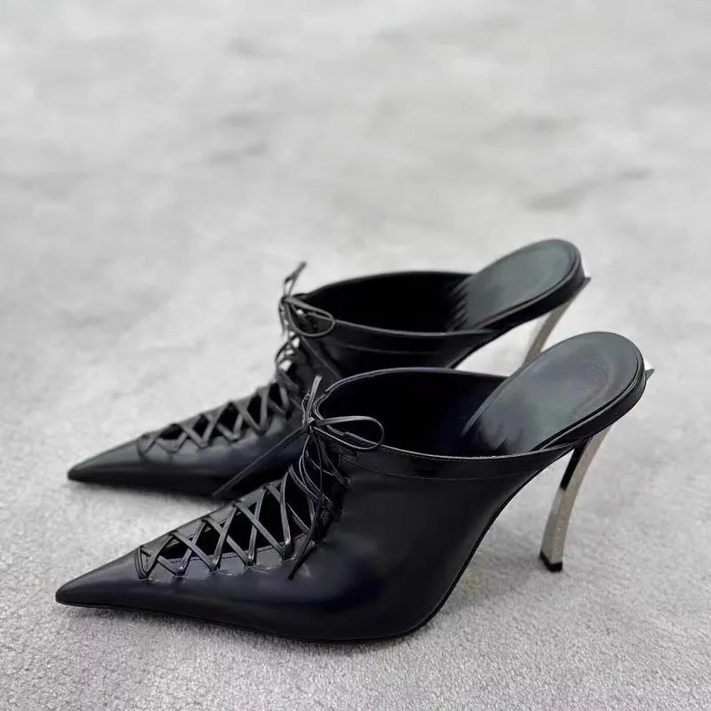 Ktlethomasw New Summer Crossstrap Pointed Toe Sandals Stiletto High Heels Shoes Slippers Sandalias De Las Mujeres