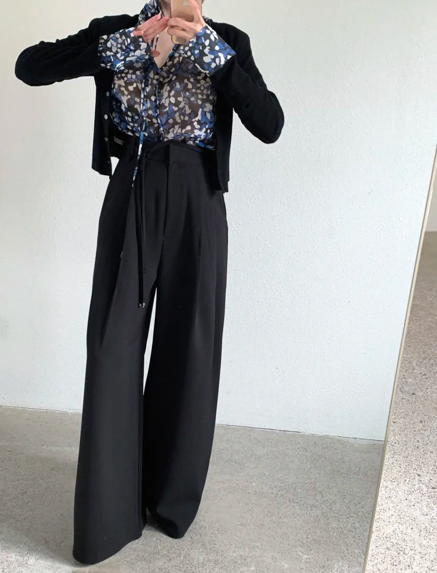 Drop Feeling Wide Leg Suit Pants Spring New High Waist Slimming Versatile Straight Leg Long Trousers