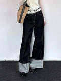 Balck Jeans for Harajuku Baggy Kpop Do Old Wide Leg Straight Denim Pants Y2k Causal Mujer Trousers