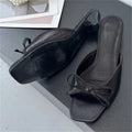 Summer Butterflykont Slippers Square Toe Party Dress Female Sandals Low Heels Shoes Large Size 43