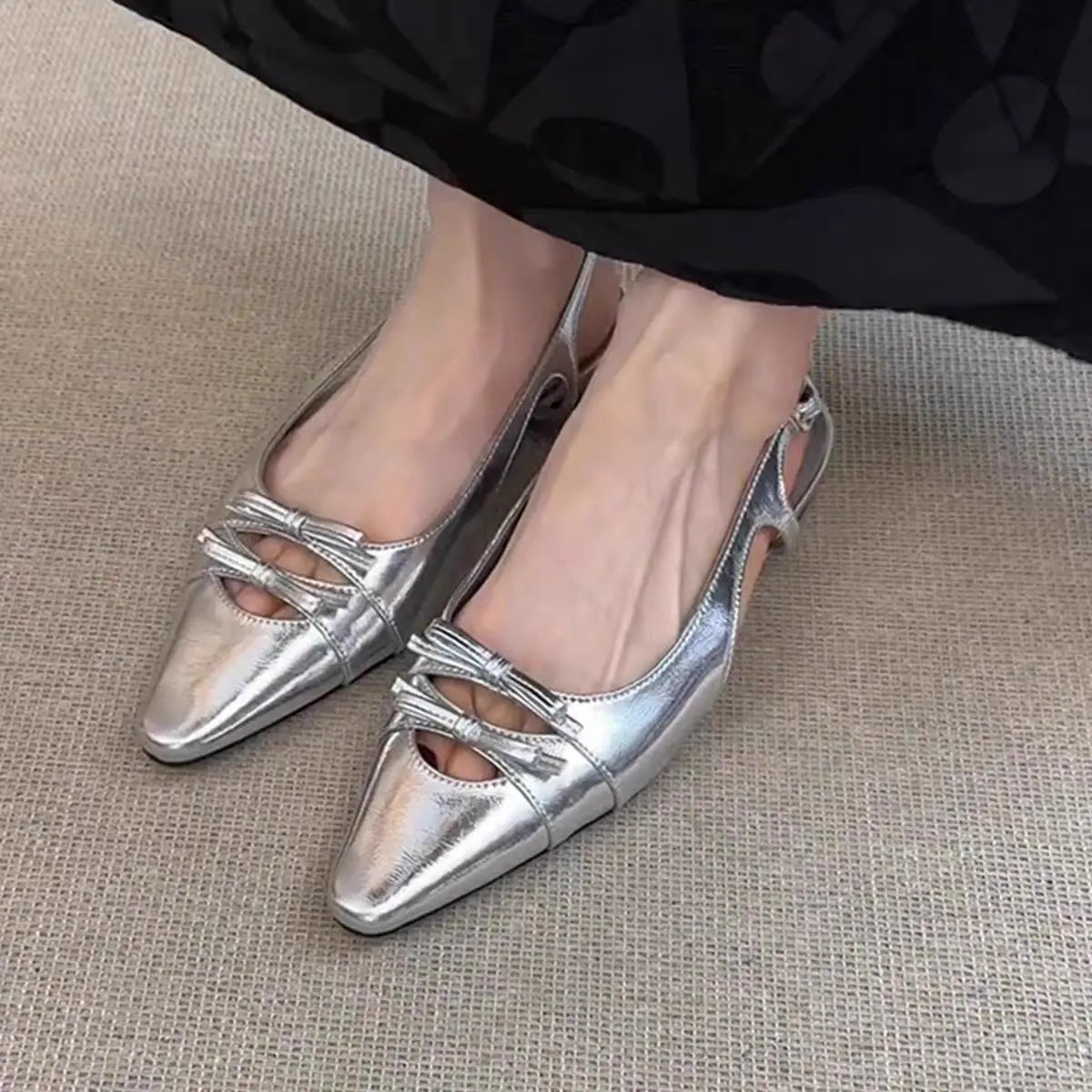 Designer Summer Cover Toe Sandals Butterflyknot Dress Shoes Low Heel Stripper Party Sandalias