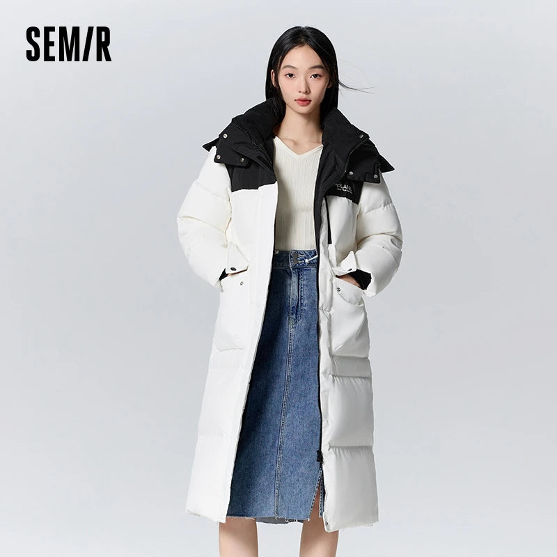 Down Jacket Long Hooded Outdoor Winter New Letter Three-proof Thick Coat Heat Storage