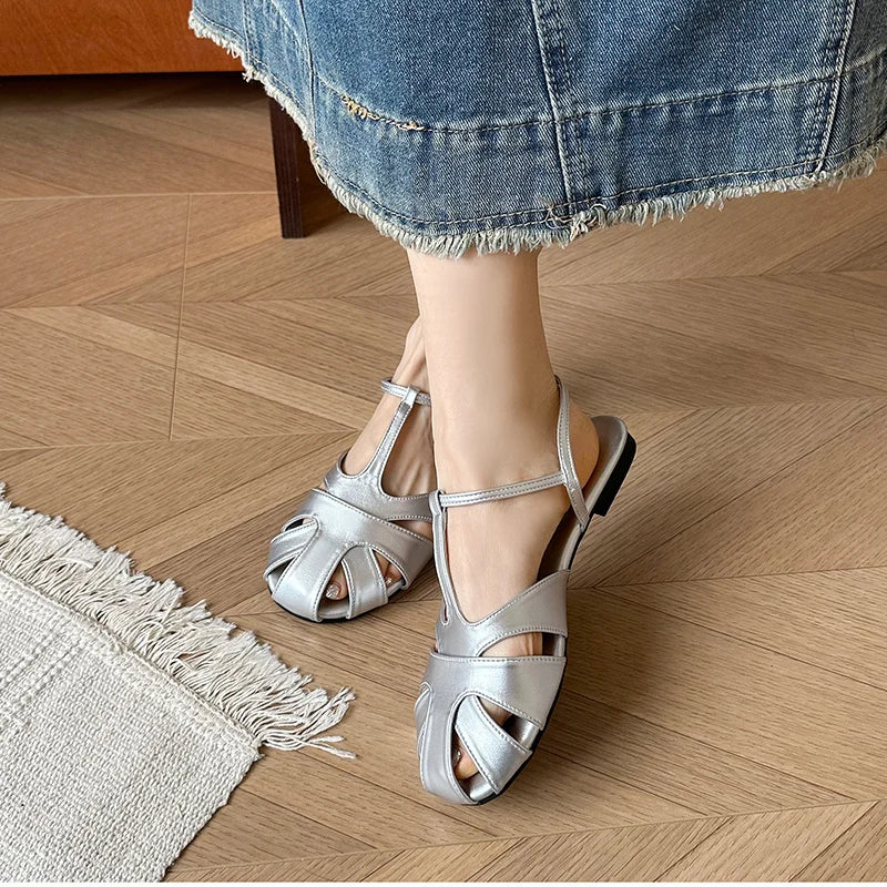 Retro Style Summer Hollow Out Flats Sandals Party Dress Gladiator Shoes Zapatos De Mujer
