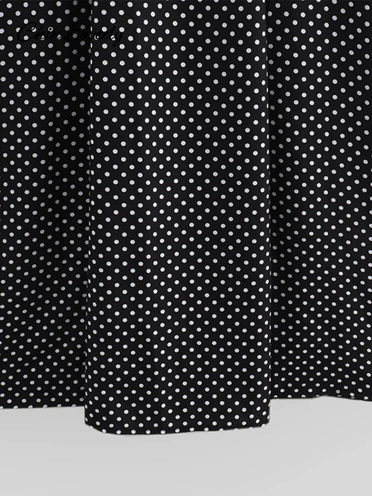 Dot Strapless Maxi Dress Pleat V-neck Sleeveless Backless High Waist A-line Dresses Summer Vacation Robes New