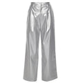 Silver Retro Matte Personalized Allmatch High Street Cool Confident Autumn Wide Leg Pants