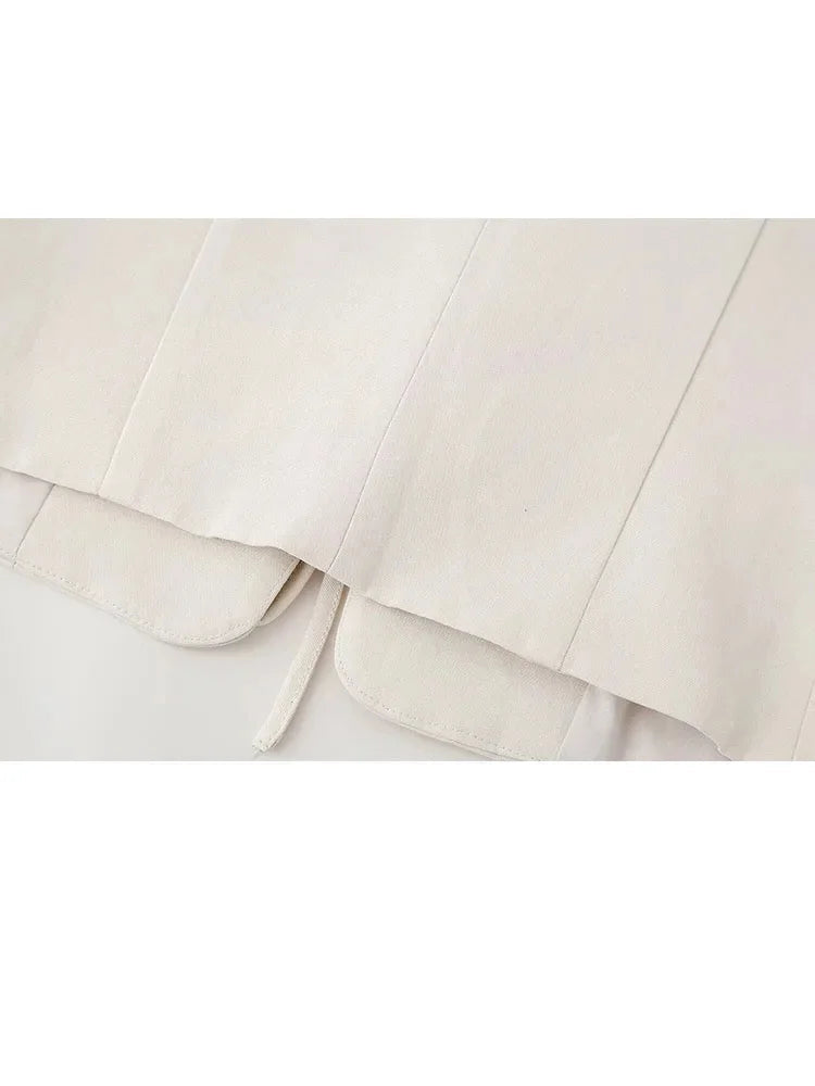 Summer Suit Woman Sleeveless Tank Top Causal Laceup Cropped Vest Female High Waist Slit Pencil Long Skirts