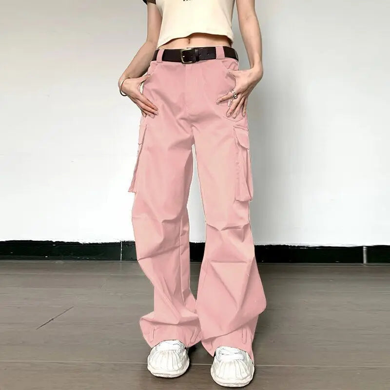 Summer Loose Cargo Pants High Waist Wide Trousers New Full Length Casaul Pants Pocket