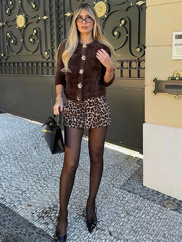 Faux Fur Half Sleeve Cardigans Single Breasted O-neck Loose Wine Red Sweater Female Furry Autumn Tops
