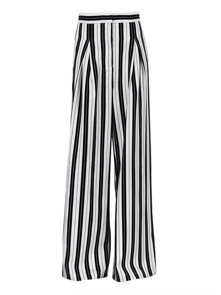 High Waist Zebra Printed Pants Loose Patchwork Wide Leg Trousers Contrast Pocket Flared Trousers