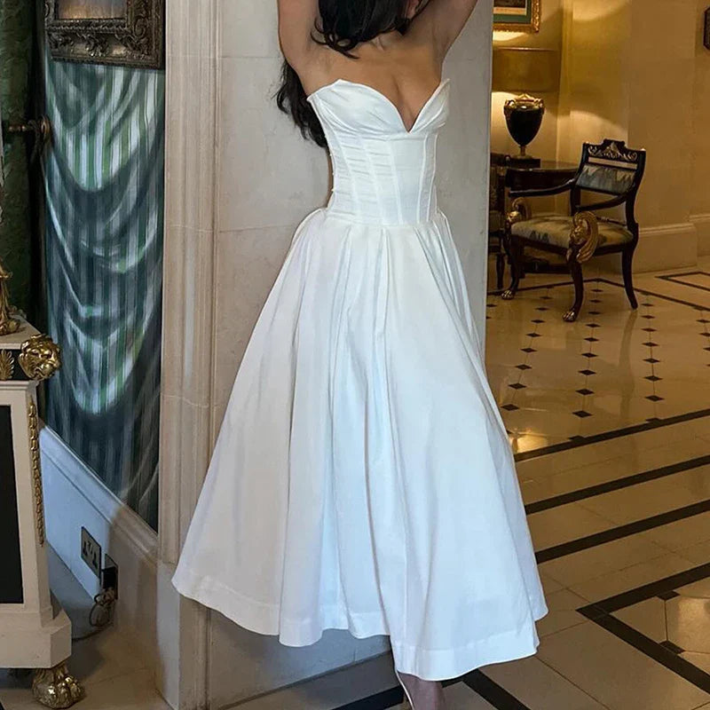 Multi Color Slim Long Dresses V Neck Wrap Chest Waist Party Dress Hollow Off Shoulder Pleated Dress