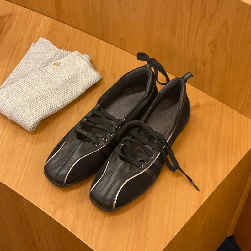 Autumn Black Ballet Shoes Flat Cross Strap Functional Shoes Comfortable Soft Bottom Mary Jane Shoes Ballet Sneakers