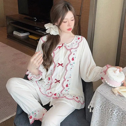 Golden Velvet Pajamas Spring Autumn Long Sleeve Cardigan Long Pants New Chinese Home Two Piece Set