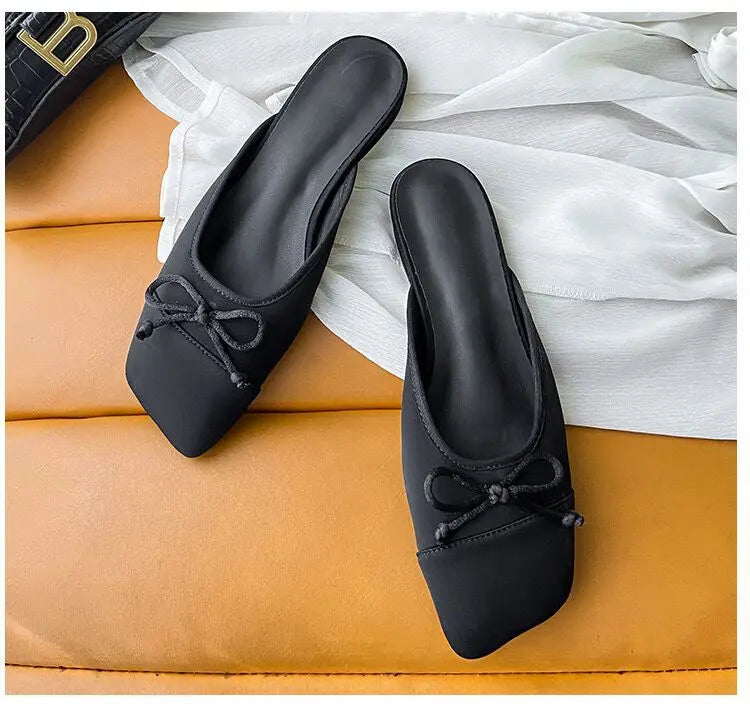 Baotou Half Slippers Summer Outerwear Super Fire Half Top Satin Mill Shoes Thailand Beach Cool Slippers Lazy Shoes
