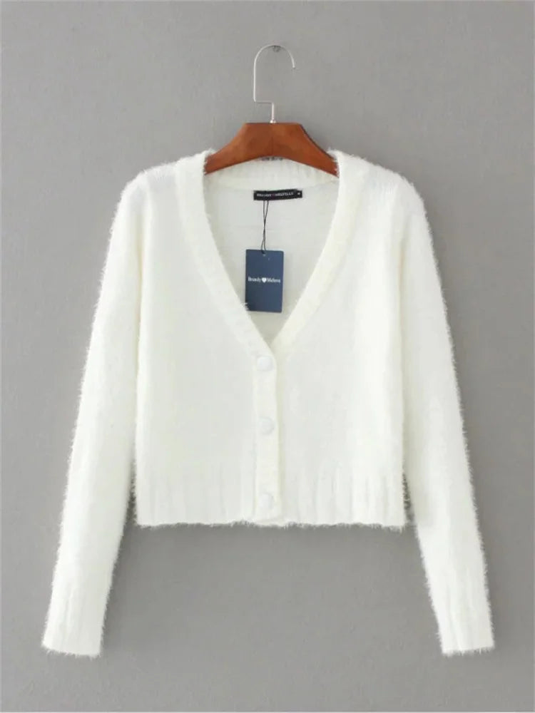 V-neck Knitwear Sweater Cardigan for Cropped Long Sleeve Cropped Knit Outwear ’s Patchwork Coat