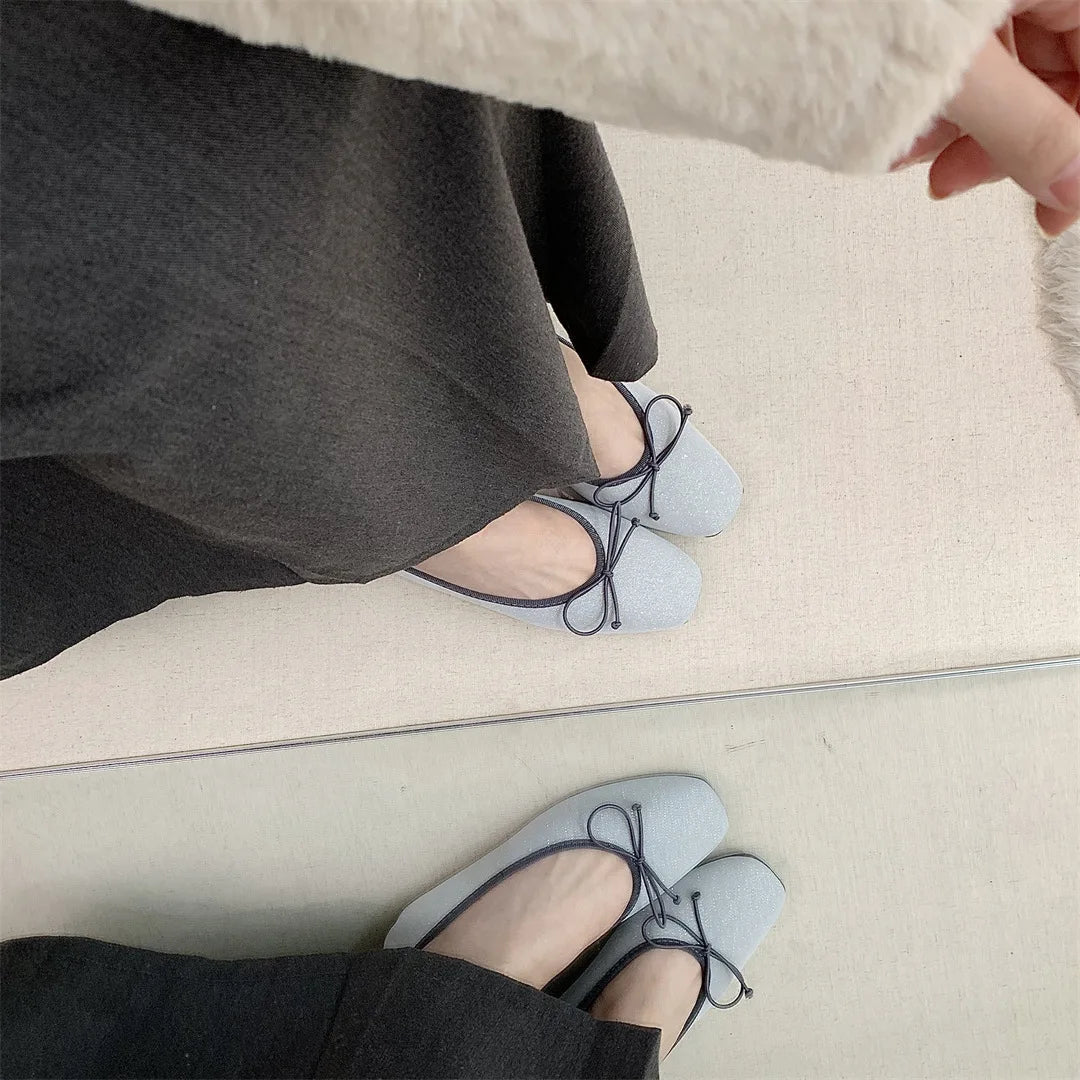 Increas Height Summer Shoes Square Toe Female Sneakers Clogs Platform Autumn Allmatch Dress Flats Slipon M