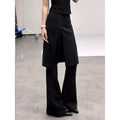 Fake Twopiece Slim Wide Leg Pants Spring New Korean High Waist Pleated Skirt Splicing Knit Pants