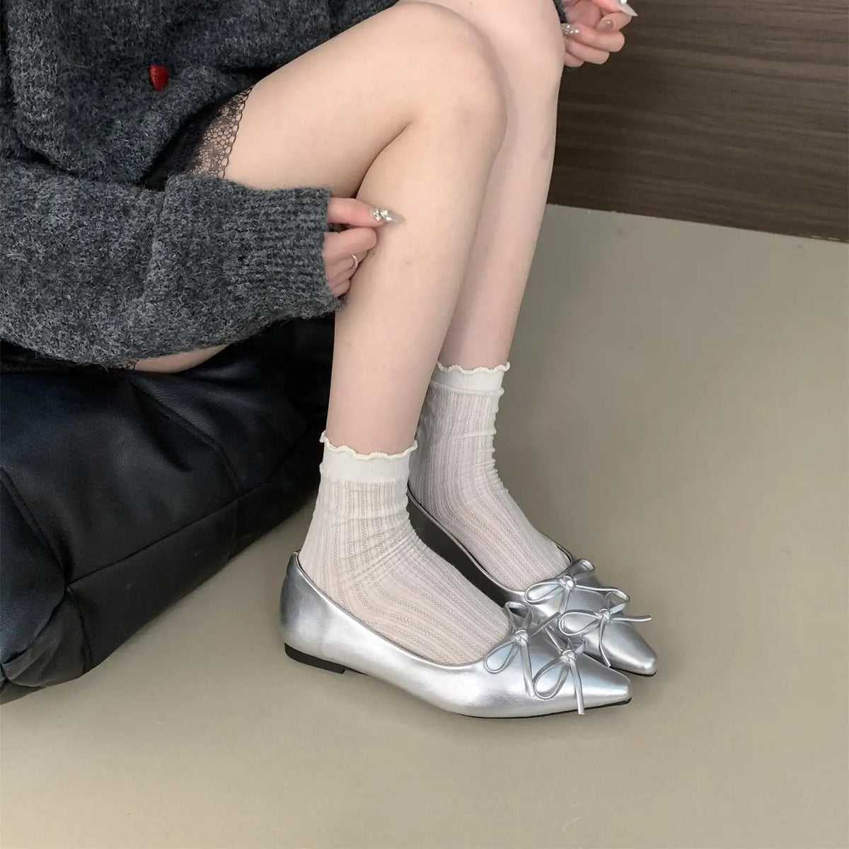 Shoes Autumn Bowknot Female Sneakers Allmatch Flats Shallow Mouth Pointed Toe Fall Boat Butterfly Comfortable Ret