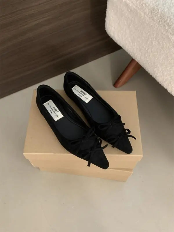 Shoes Autumn Bowknot Female Sneakers Allmatch Flats Shallow Mouth Pointed Toe Fall Boat Butterfly Comfortable Ret