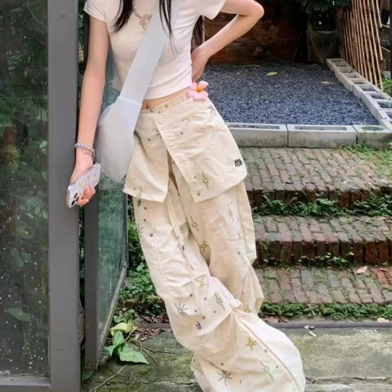 Y2k Baggy Cargo Pants American High Waist Trousers Korean Harajuku Wide Leg Pants New