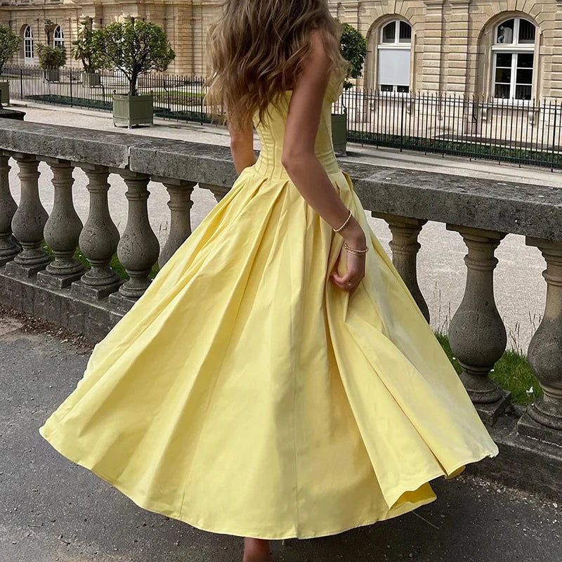 Multi Color Slim Long Dresses V Neck Wrap Chest Waist Party Dress Hollow Off Shoulder Pleated Dress