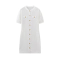 Color Knitted Mini Dress for Metal Button Slim Rib Sweater Dress Holiday Party Outfits Spring New