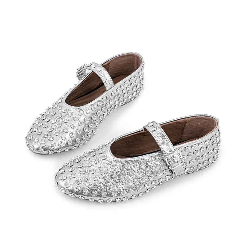 Summer Comfort Flat Mary Jane Single Shoes European and American Rivet Buckle Shoes Dance Shoes