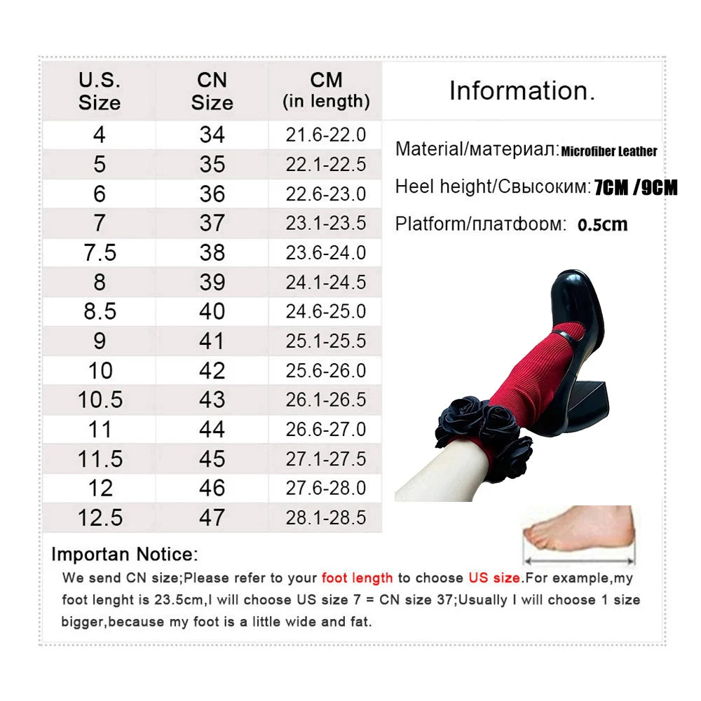New Round Toe Mary Jane Shoes Retro Buckle High Heels Dress Shoes Party Thick Soled Pumps Zapatos De Mujer