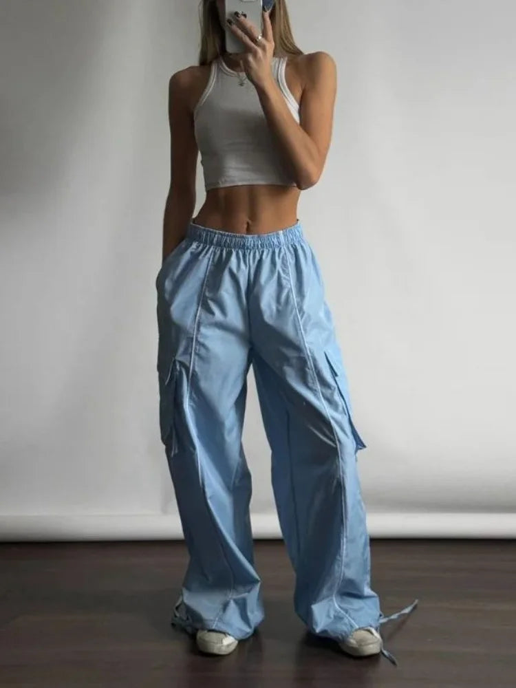 Y2k Aesthetic Cargo Pants American Retro Harajuku Baggy Trousers Oversized Sweatpants