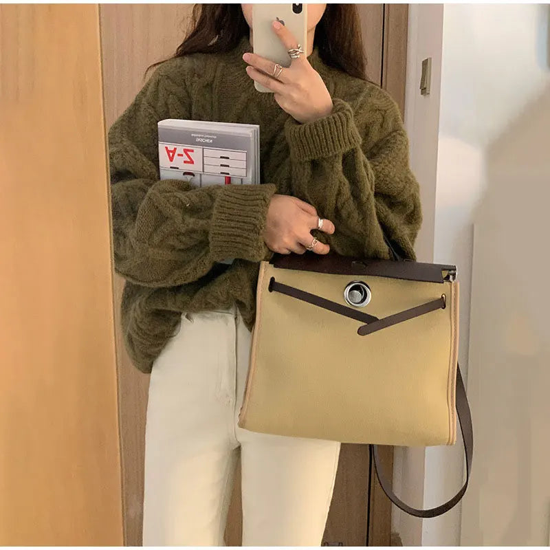 Thick Twisted Sweater Autumn Long Sleeve O-neck Female Knitted Pullover Loose Lady Kintwear Tops
